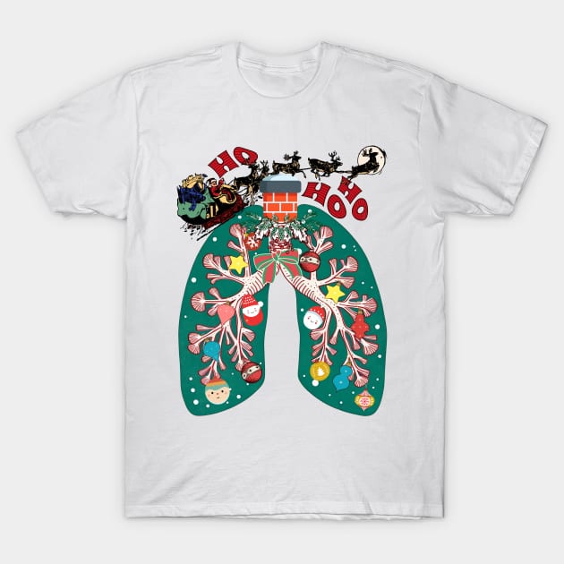 Respiratory Therapist Funny Decorated Lungs Xmas T-Shirt by alcoshirts